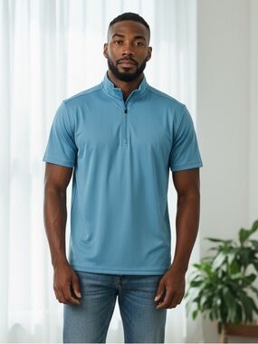 Men's Blue Half-Zip Shirt